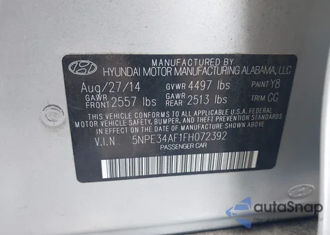 2015 Hyundai Sonata Limited z USA, uszkodzony, nr VIN 5NPE34AF1FH072392